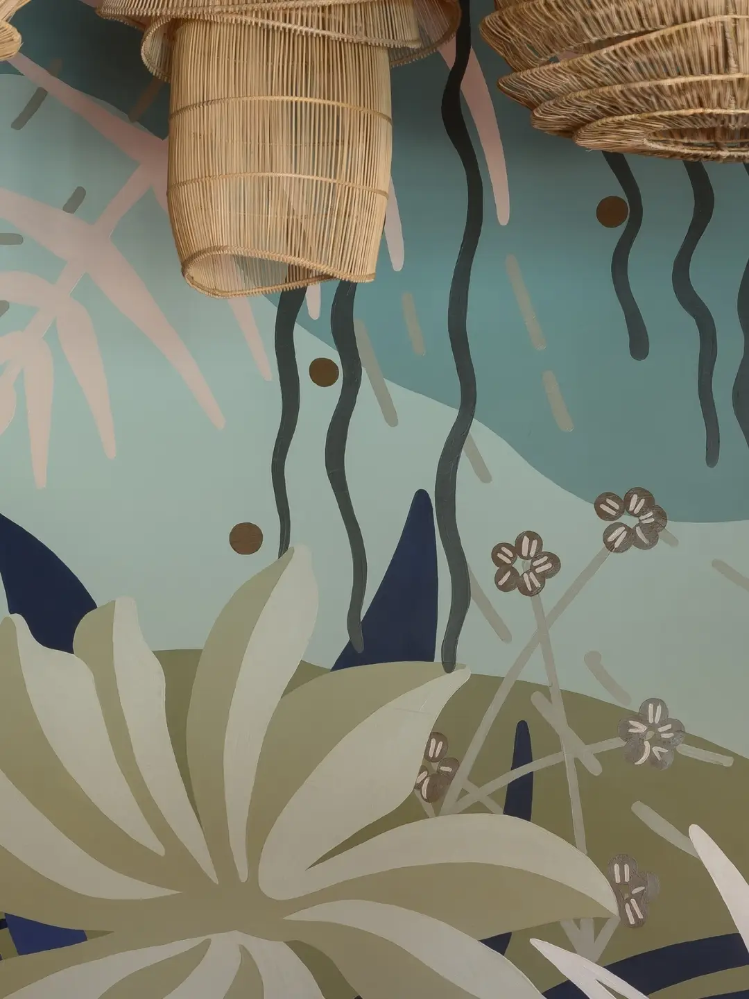 Botanical mural at Vento Restaurant