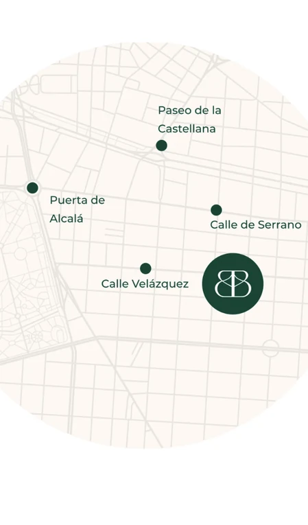 Illustrated map of the neighbourhood with the BLESS logo, BLESS Madrid