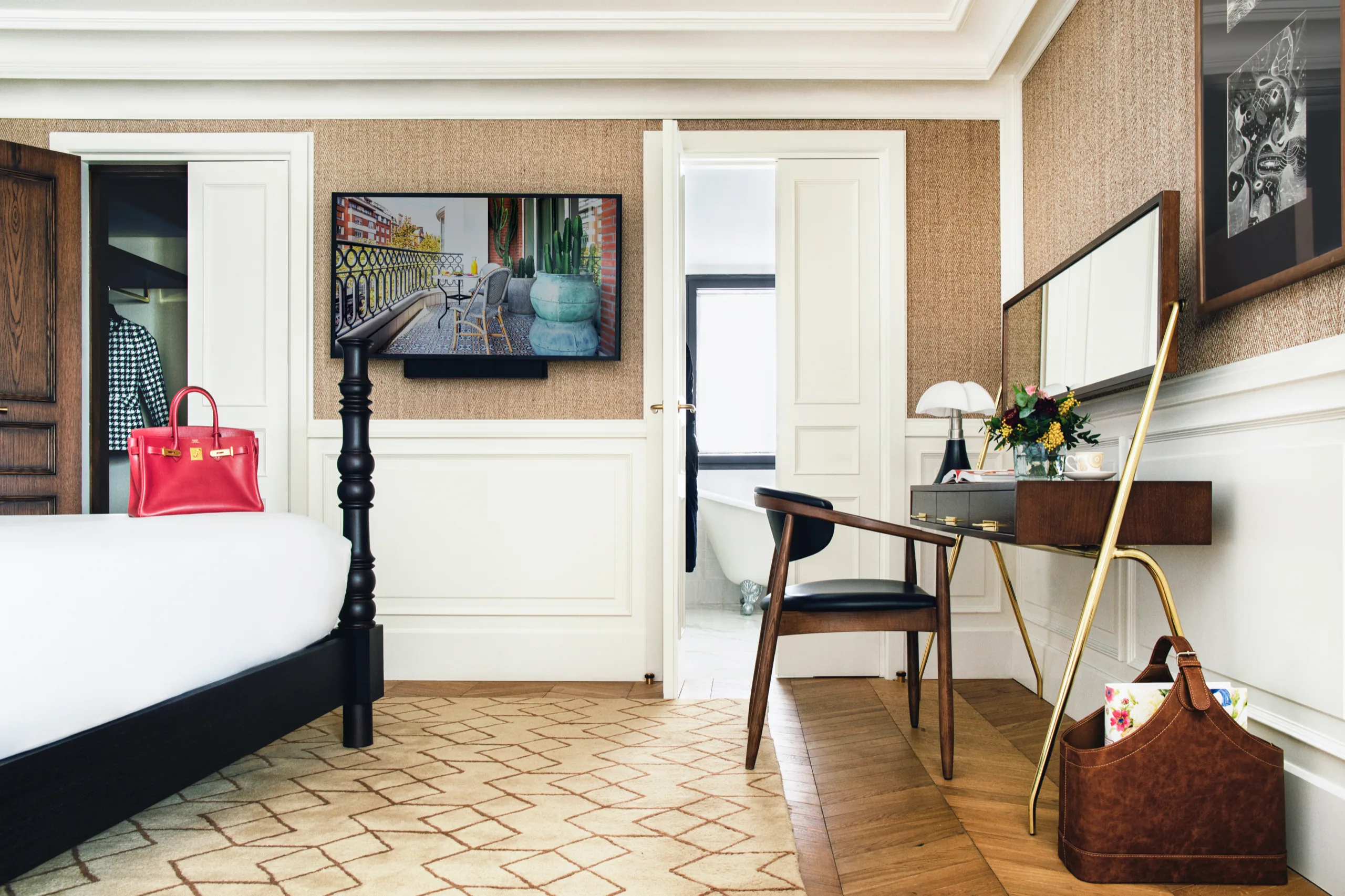 Bedroom with desk and red bag, BLESS Madrid